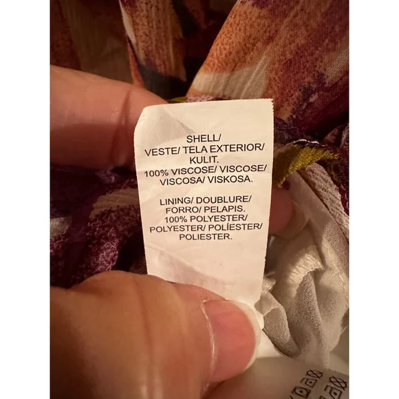 Lucky Brand L Rust Maroon Green Leaf Print Off-Shoulder Blouse Top - Picture 8 of 10